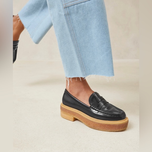 Loeffler Randall Rikki Leather Chunky Platform Penny Loafers in Black Size 9.5 - Picture 13 of 14